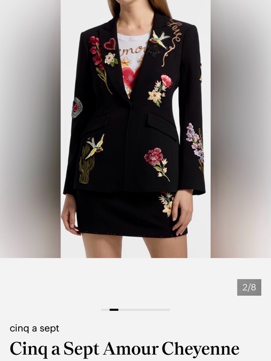 cinq a sept Jackets & Blazers - Cinq A’ Sept Black Embroidered Amour Cheyenne Blazer NEW With Tags